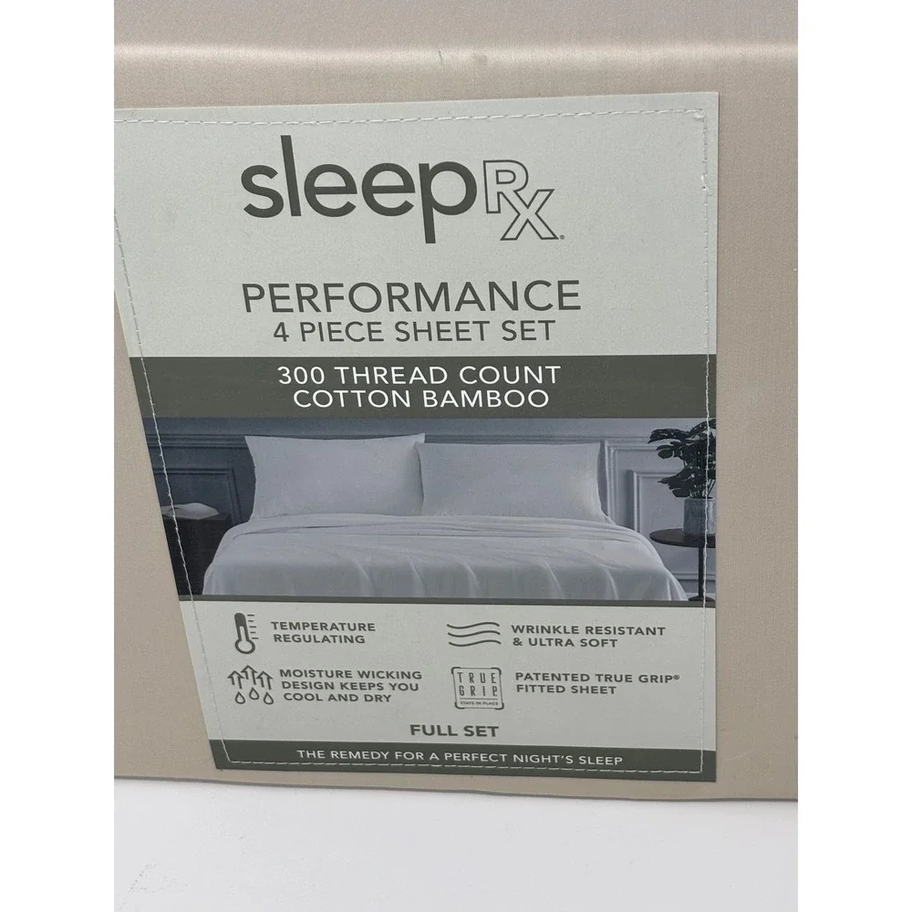 SleepRx Performance 4 Piece Sheet Set Oatmeal Tan Cotton Bamboo Full Set